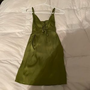 Forever 21 Sexy-cute satin green slip on dress